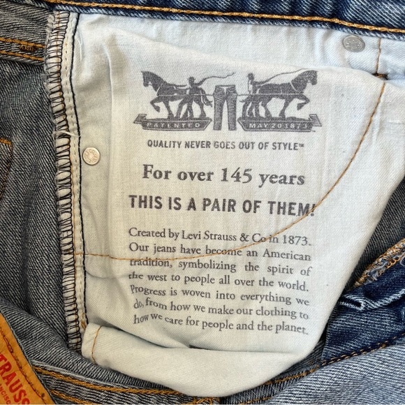 Levis 505 Denim Blue Jeans Men's 32x29 Regular Straight Y2K Red Tab Medium Wash - Picture 5 of 7